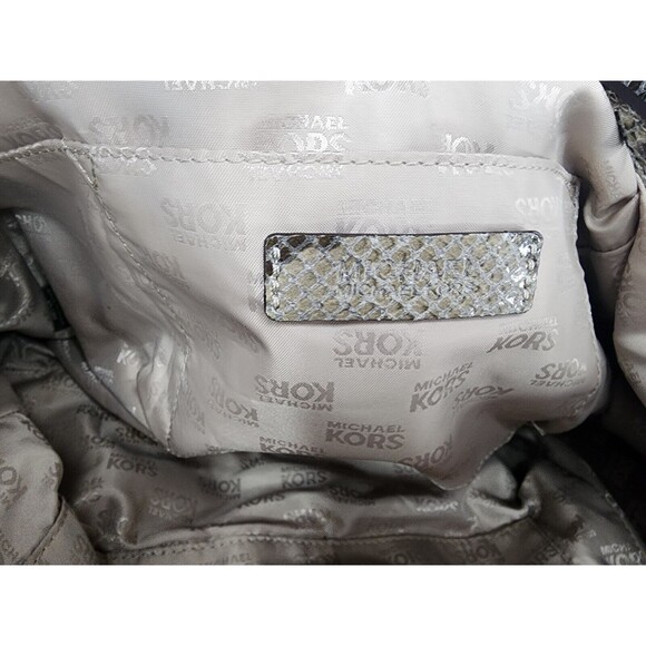 Michael Kors Jenna Tan Python Snakeskin Embossed Large Tote Shoulder Bag Purse - Picture 14 of 16